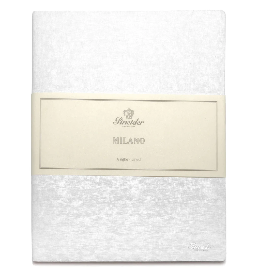 Pineider Notes Milano Leather Notebook, Pure White, Lined Ivory Paper 3 Pineider Notes Milano Leather Notebook, Pure White, Lined Ivory Paper