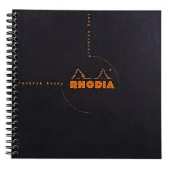 Rhodia Classic Reverse Book, Side Wirebound , Black Dot, 8 ¼ X 8 ¼